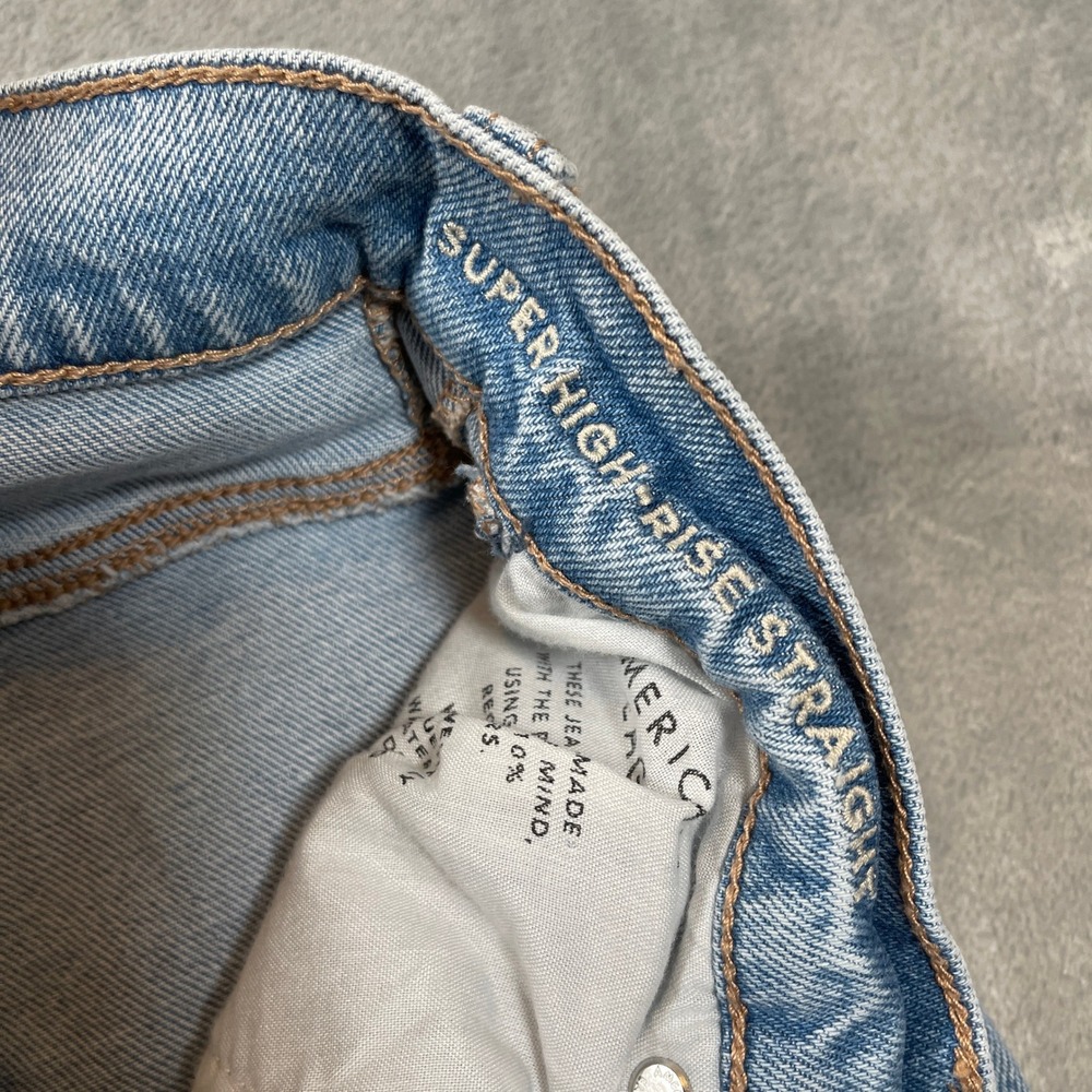 American Eagle Jeans Size 0 Regular Super High-Rise Straight Light Wash Blue - Picture 4 of 7